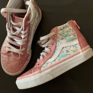 Vans pink glitter narwhal sk8 hi girls size 12